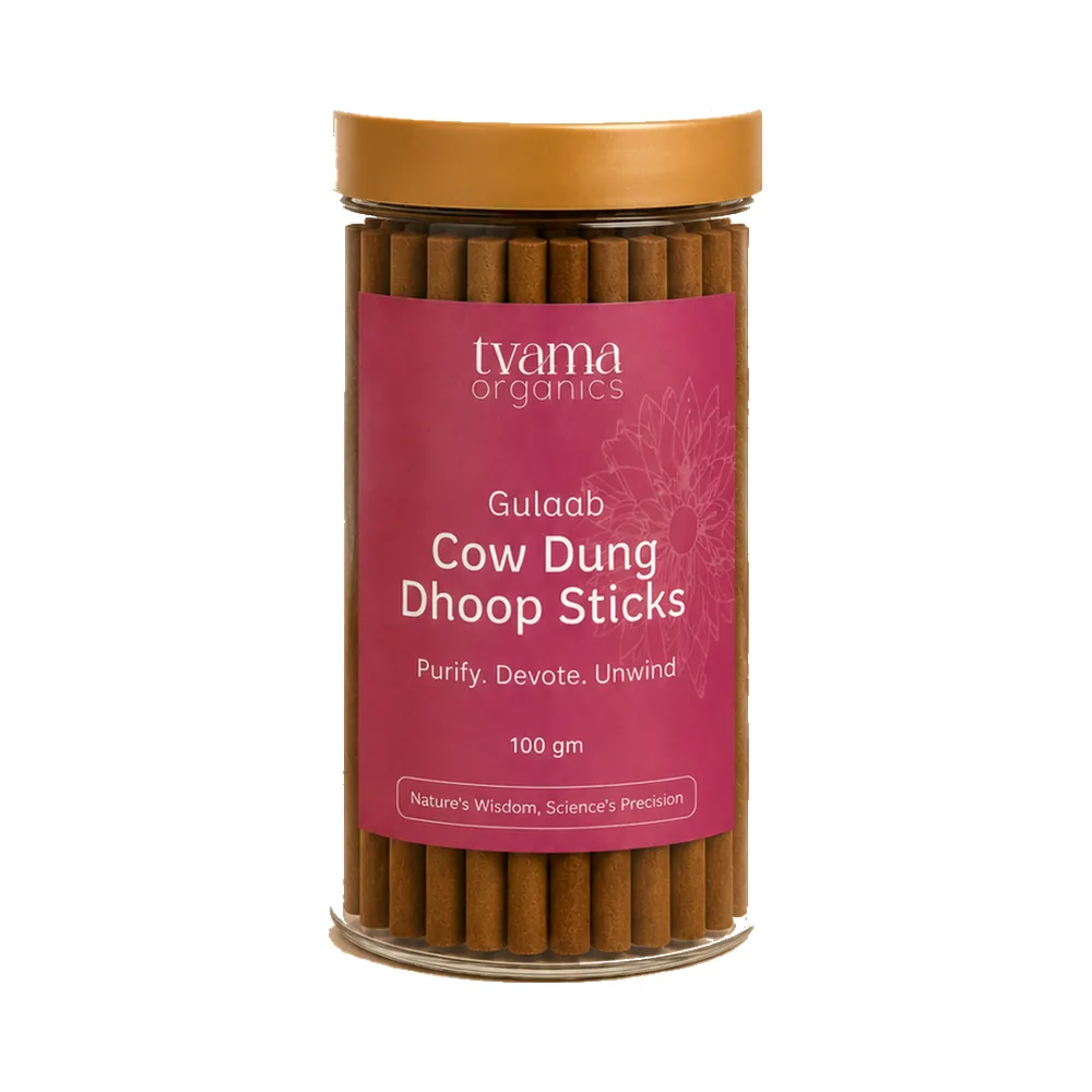 Tvama Gulaab Cow Dung Dhoop Sticks jar