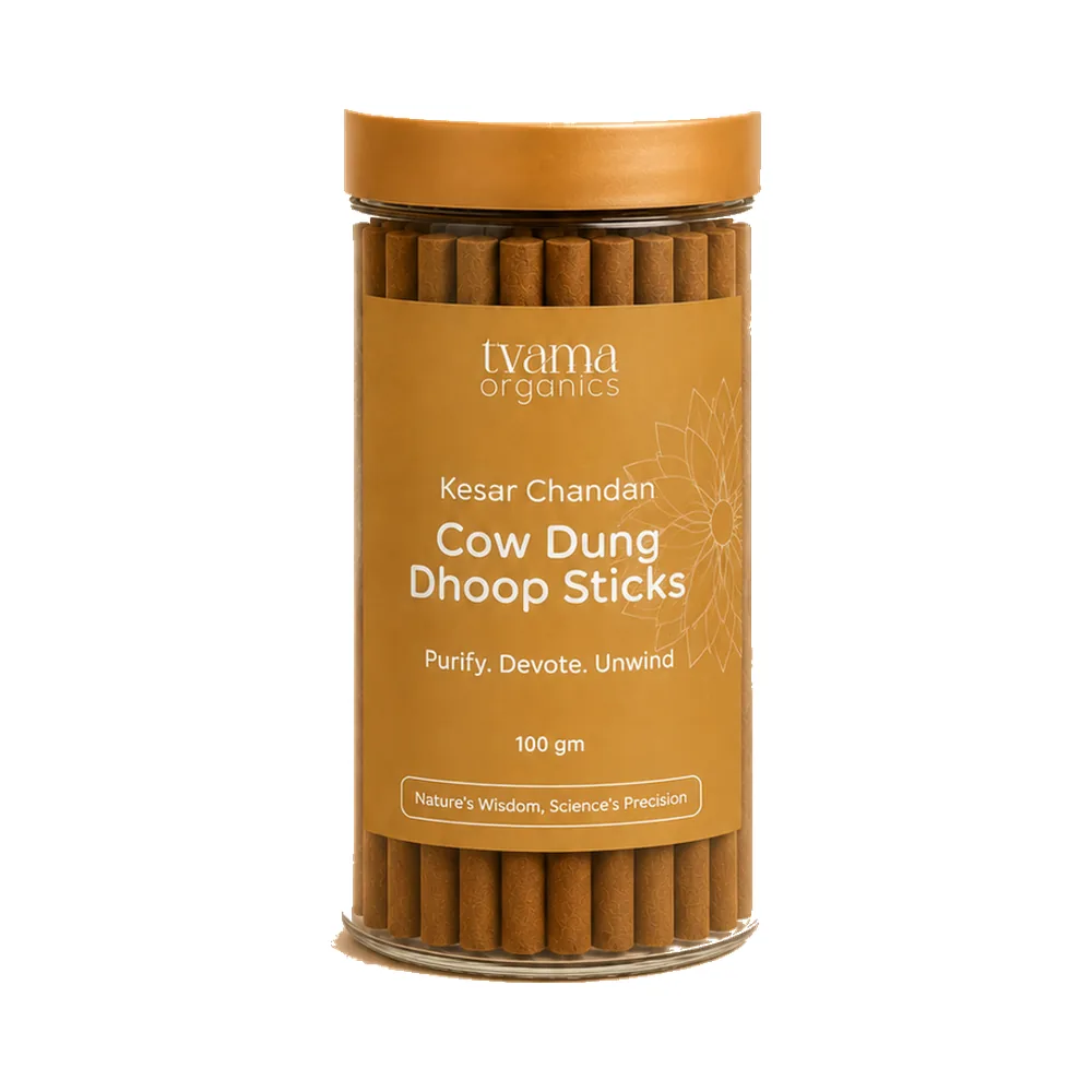 Tvama Kesar Chandan Cow Dung Dhoop Sticks jar