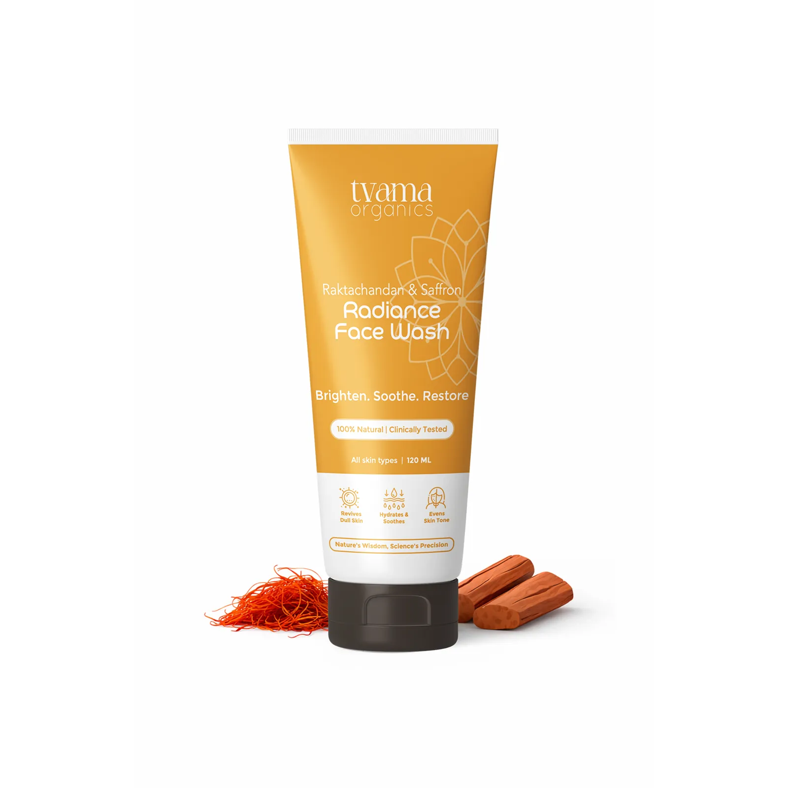 Tvama Raktachandan & Saffron Radiance Face Wash tube with saffron and red sandalwood