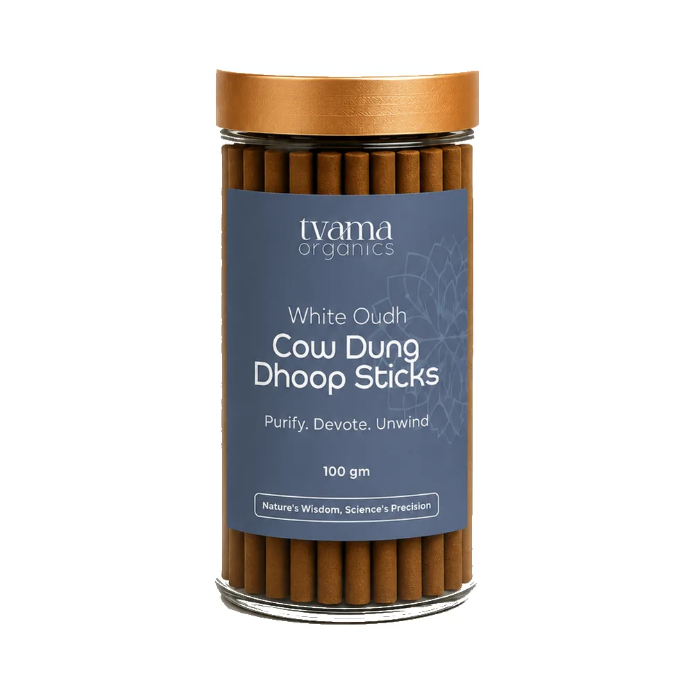 Tvama White Oudh Cow Dung Dhoop Sticks jar