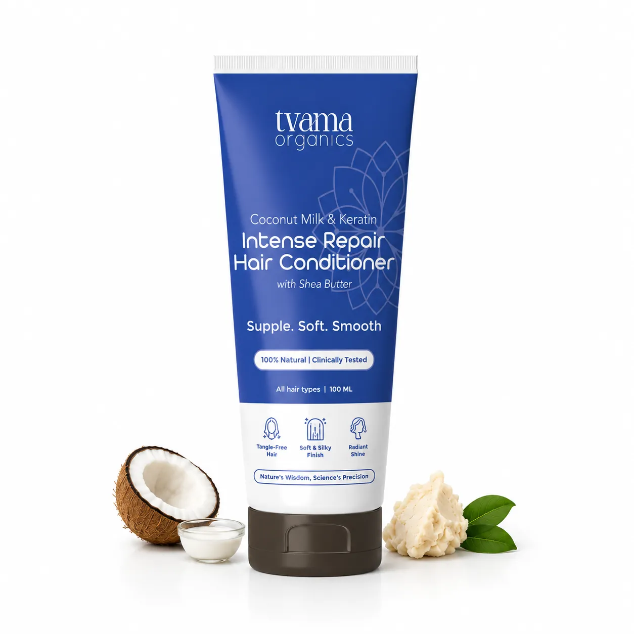 Tvama Coconut Milk & Keratin Hair Conditioner tube with coconut and shea butter
