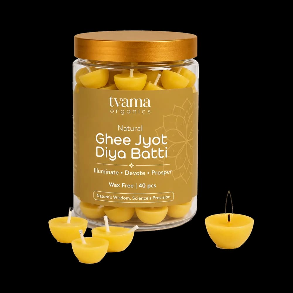 Tvama Natural Ghee Jyot Diya Batti jar with unlit diyas