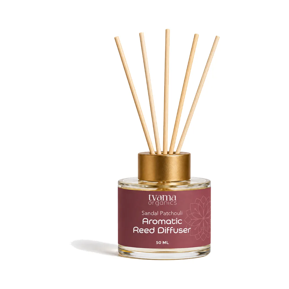 Tvama Sandal Patchouli Aromatic Reed Diffuser with reeds