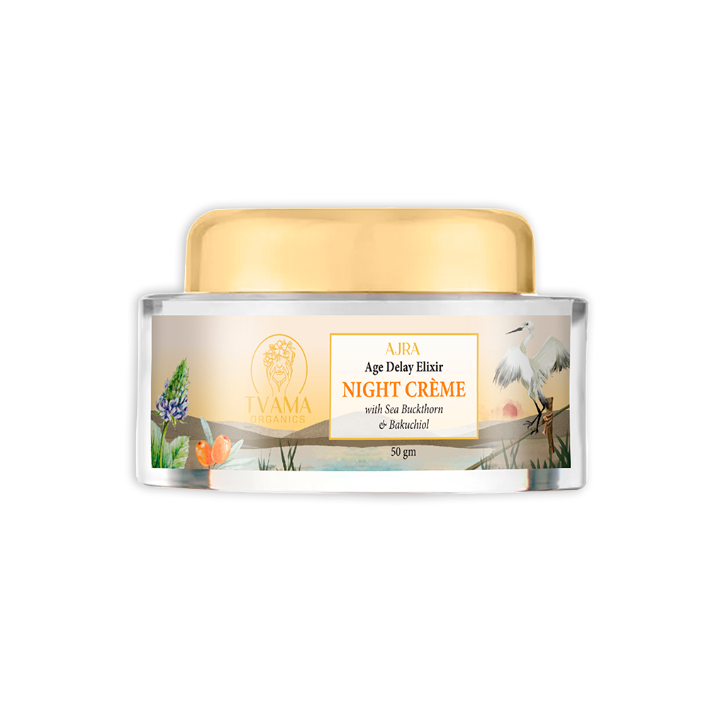 AJRA Night Cream | Sea Buckthorn, Bakuchiol & Witch Hazel for Wrinkles & Fine Lines | 50gm